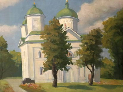 Oil painting 19th century church Zhulinsky Nikolay Vasilyevich: 285 * TITLE: "19th century church" * ARTISTS: Zhulinsky Nikolay Vasilyevich * SIZE: 40x50 cm/'15,74x19,68 inches' * MEDIUM: oil, canvas * HAND PAINTED: Original painting from our collection * CONDITIO