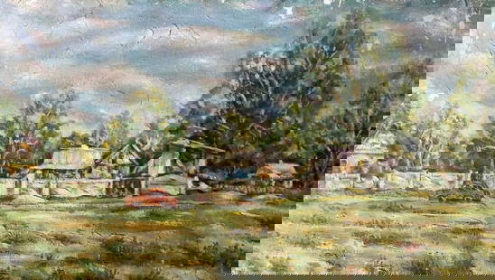 Oil painting The village of Kurgan Shapoval Ivan Leontyevich: AAA2974 "The Village of Kurgan" is a captivating oil painting that transports viewers into a serene and picturesque landscape. The artist skillfully captures the essence of a quaint village nestled am
