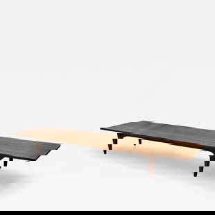 Danish Mid-Century Modern Solid Teak Narrow Low / Coffee Table, 1950s: Description: Danish Mid-Century Modern Solid Teak Narrow Low / Coffee Table, 1950s A six foot long and narrow mid-century modern coffee table having a solid teak top and base sitting on 4 recessed leg