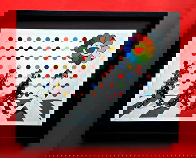 Death NYC Large Framed 16x20in Pop Art Certified THE HAPPINESS OF THE BEATLES #8: Up for Sale this Beautiful and Scarce Print by Pop Art Graffiti Master Artist Death NYC Hand Signed in Pencil Numbered X/100 or Proof This piece is mounted on a 20 x 16 in. black acid free black board