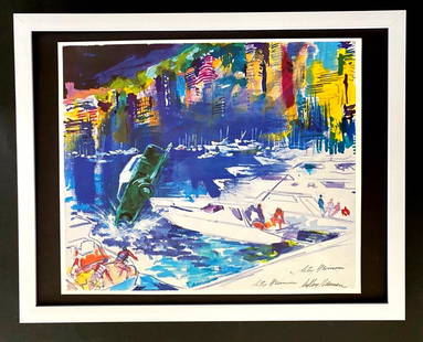 LeRoy Neiman " Cote Azur " Signed Pop Art Mounted and Framed in a New 11x14: Beautiful and Scarce Original 1991 Print After Leroy Neiman " SCENES OF COTE AZUR " Facsimile Signed in Ink This piece is mounted on a 11 x 14 in. black acid free premium black board. Framed covers an