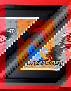 DEATH NYC Hand Signed Print Framed 16X12in COA SUPER MARIO BROS. LOVE IS CRAZY: This is a Stunning and Scarce 100% Authentic New Print by Death NYC Hand Signed and Numbered in Pencil by the Artist Limited Edition of 100 Print Size: About 10x8in Fine Art 300 gsm Paper Print is Bli