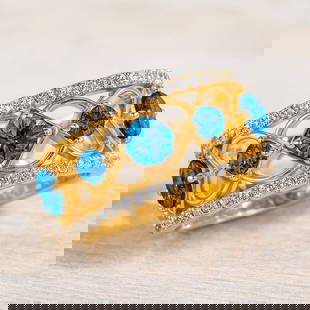 Regal Lattice – Swiss Blue Topaz & Diamond Filigree Band in 925 Sterling Silver: Title: Regal Lattice &#8211; Swiss Blue Topaz & Diamond Filigree Band in 925 Sterling Silver Description: Regal Lattice &#8211; Swiss Blue Topaz & Diamond Filigree Band in 925 Sterling Silver Jewelry