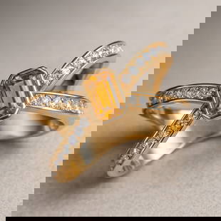 Celestial Path: Citrine and Diamond Intertwined Ring in 925 Sterling Silver: Title: Celestial Path: Citrine and Diamond Intertwined Ring in 925 Sterling Silver Description: Celestial Path: Citrine and Diamond Intertwined Ring in 925 Sterling Silver Jewelry Type : Ring Gemstone