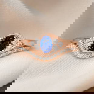 The Imperial Flame – Blue Sapphire & Diamond Vintage-Style Ring in 14K Rose Gold: Title: The Imperial Flame &#8211; Blue Sapphire & Diamond Vintage-Style Ring in 14K Rose Gold Description: The Imperial Flame &#8211; Blue Sapphire & Diamond Vintage-Style Ring in 14K Rose Gold Jewelr
