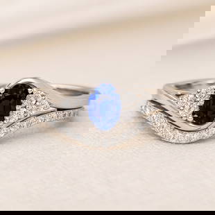 The Imperial Flame – Blue Sapphire & Diamond Vintage-Style Ring in 14K White Gold: Title: The Imperial Flame &#8211; Blue Sapphire & Diamond Vintage-Style Ring in 14K White Gold Description: The Imperial Flame &#8211; Blue Sapphire & Diamond Vintage-Style Ring in 14K White Gold Jewe