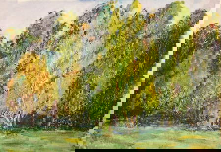 Mynka Olexandr (Ukrainian artist), "Summer day", watercolor on paper: ARTIST: Mynka Olexandr Fedorovich, Ukrainian artist TITLE: "Summer day" SIZE: 39 x 60 cm, (15 1/4 x 23 2/4 in.) MEDIUM: watercolor on paper YEAR OF CREATION: 1974 CONDITION: The painting is in good vi