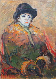Sologubov Mykola (Ukrainian artist), "Female portrait", oil on cardboard: ARTIST: Sologubov Mykola Vasylyovich, Ukrainian artist TITLE: "Female portrait" SIZE: 80 x 57 cm, (31 2/4 x 22 2/4 in.) MEDIUM: oil on cardboard YEAR OF CREATION: 1977 CONDITION: The painting is in go