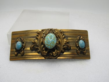 Early 1900's Sash Buckle, Czech Glass, 5"