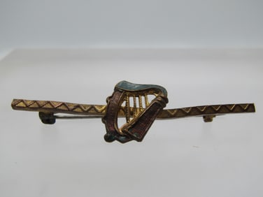 Antique Harp Bar Brooch, C-Clasp, 1920's