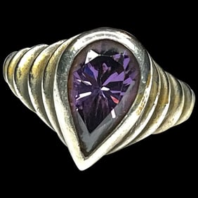 Vintage Sterling Silver Amethyst Ring