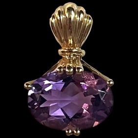 Estate Five Carat 14k Gold Oval Amethyst