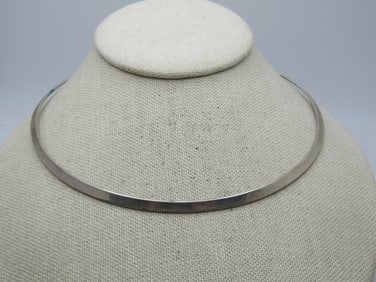Vintage Silver Tone Collar Necklace, 17", Back Clasp, 1970's-1980's