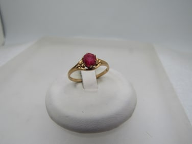Vintage 10kt Ruby Ring, Sz. 5.5, Woman's, Scrolled.  Appx. .50 ctw. 1930's-1950's