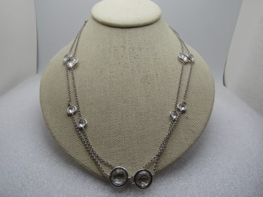 Vintage Clear Crystal Necklace, 40",  1980's-1990's