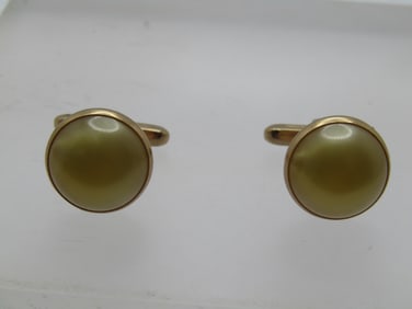 Vintage Yellow Lucite Cufflinks, Signed Hickok, USA, 1950's