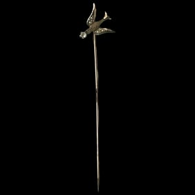Victorian 10k Seed Pearl Bird/Dove/Swallow Stickpin