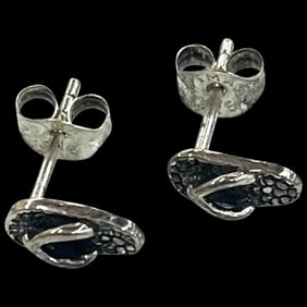 Estate Sterling Silver Flip Flop Earring Studs