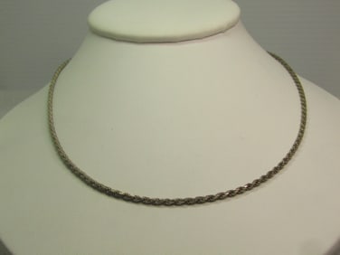 Vintage Sterling 2.5mm Rope Chain Necklace, 18", 1970's-1980's, Italy.  Unisex