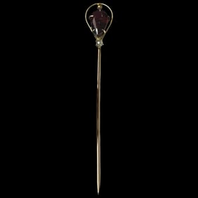 Vintage 10k Gold Glass and Seed Pearl Stickpin