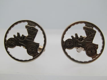 Vintage Cut Out Model A/T Car Cufflinks, 1950's-1960's