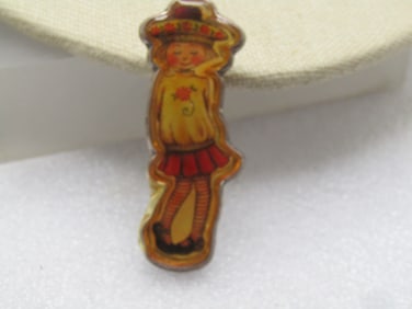 Vintage Sterling Girl Image Insert Brooch, Signed Meink, Mexico, 1980's