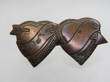Antique Double Heart Brooch, 1920's-1930's, C-Clasp