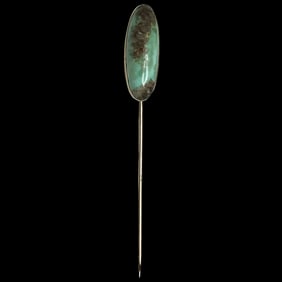 Vintage 10k Gold Stickpin with Oval Turquoise Stone