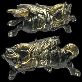 Vintage Japanese Menuki Katana Sterling Silver Warrior Horse Cufflinks