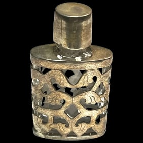 Vintage JJC Mexico Sterling Silver and Glass Perfume Bottle