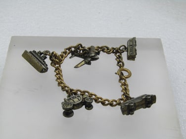 Vintage Transportation Charms Charm Bracelet, 7.25", 1940's-1950's