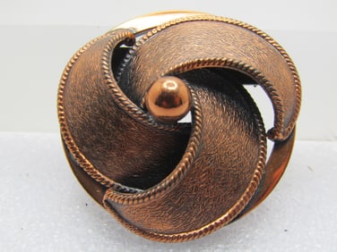 Vintage Copper Domed Spiral Brooch, 1960's-1970's