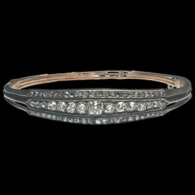 Vintage 19th Century Custom Rose Gold Bracelet with Miner/ Rose Cut Diamonds