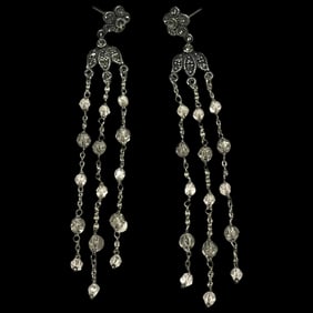 Estate Sterling Silver Marcasite Chandelier Earrings