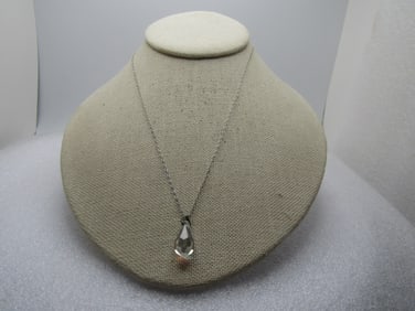 Vintage Sterling AB Crystal Drop Necklace, 18", 1960's-1970's