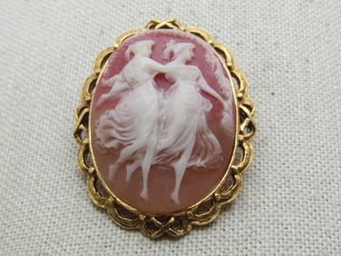 Vintage Two Graces Dancing Cameo Brooch, 1960's