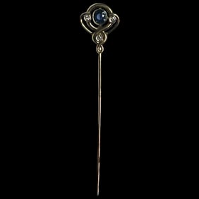 Vintage 14k Gold Sapphire and Diamond Stickpin