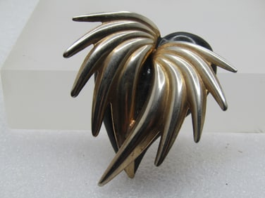 Vintage Mod Winged Black Heart Brooch, Mod Design, 1960's-1970's