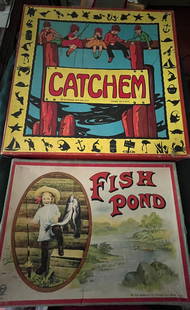 Two Fishing Games - Milton Bradley FISH POND No.4255 and Rosebud Art Co. CATCHEM: Title: Two Fishing Games - Milton Bradley FISH POND No.4255 and Rosebud Art Co. CATCHEM Description: One of Milton Bradley’s early versions of Fish Pond and Catchem, a rare fishing game that include