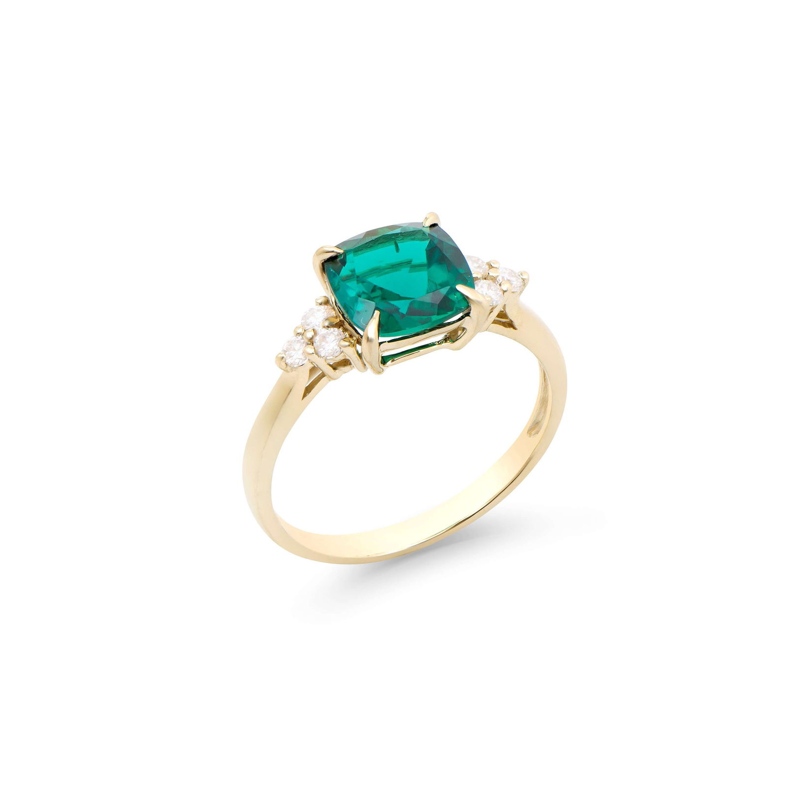 2.11 TCW Certified Lab Grown Diamonds & Emerald 14K YG Designer Ring (1 of 4)