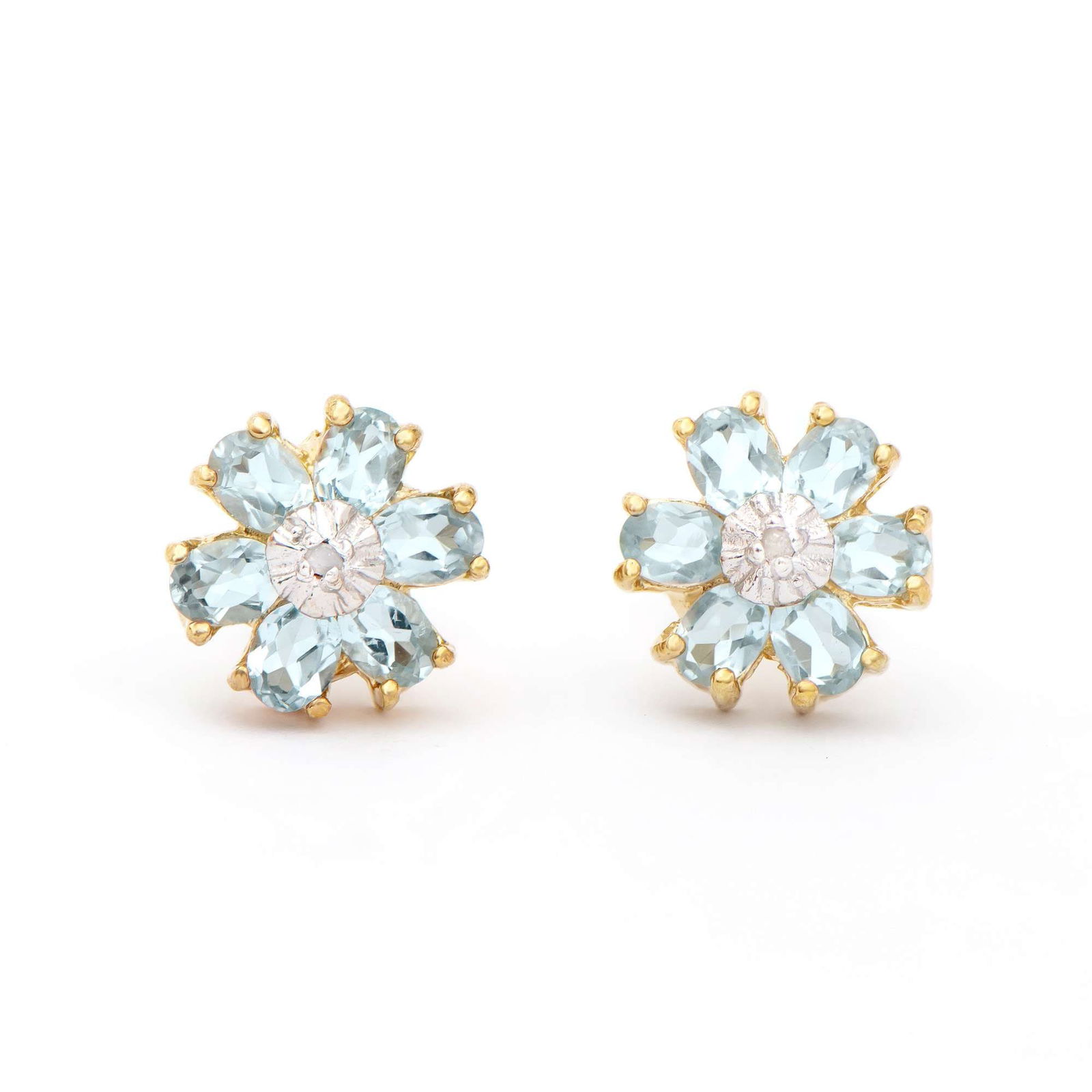 2.02 ctw Blue Topaz & Diamonds 18K Gold Plated Designer Earrings (1 of 2)