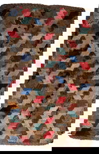 Handmade antique American Hooked rug 3.1' x 5' (97cm x 154cm) 1880s: Title: Handmade antique American Hooked rug 3.1' x 5' (97cm x 154cm) 1880s Origin:USA Dimension: 3.1' x 5' (97cm x 154cm) Materials:wool Year:1880s Description:Handmade antique American Hooked rug in