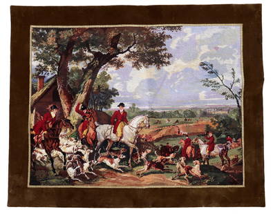 Vintage French Tapestry 3.1' x 3.9' (96cm x 121cm) 1960s: Title: Vintage French Tapestry 3.1' x 3.9' (96cm x 121cm) 1960s Origin:France Dimension: 3.1' x 3.9' (96cm x 121cm) Materials:cotton, velour Year:1960s Description:Vintage tapestry from France with hu