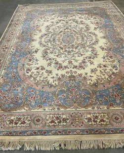 Hand Knotted Karastan Rug 8.8x12 ft: Title: Hand Knotted Karastan Rug 8.8x12 ft Description:Hand Knotted Karastan Rug 8.8x12 ft Size: 8.8x12ft Circa:1980 Origin:India Material:100 % Wool Reserve: $600.00 Shipping: Domestic: Flat-rate of