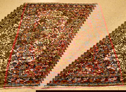 Persian BIJAR RUG 3'9" x 5': Title: Persian BIJAR RUG 3'9" x 5' Description:OLD,ANTIQUE HIGHLY DETAILED FINE KORK WOOL_HIGH KPSI Persian BIJAR ORIENTAL RUG.........Highly detailed Floral design pattern surrounded by a beautifully