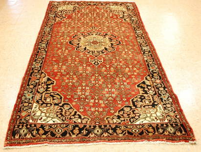Persian BIJAR RUG 4.6 x 8.3: Title: Persian BIJAR RUG 4.6 x 8.3 Description:OLD,ANTIQUE HIGHLY DETAILED CLASSIC VILLAGE WOVEN Persain BIJAR ORIENTAL RUG with exact size of 4' 6" x 8' 3" ....Detailed design field fine and delicate