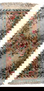 Hand made vintage Art Deco Chinese rug 2' x 4.1' (63cm x 125cm) 1960s: Title: Hand made vintage Art Deco Chinese rug 2' x 4.1' (63cm x 125cm) 1960s Origin:China Dimension: 2' x 4.1' (63cm x 125cm) Materials:wool Year:1960s Description:Handmade vintage Art Deco Chinese ru
