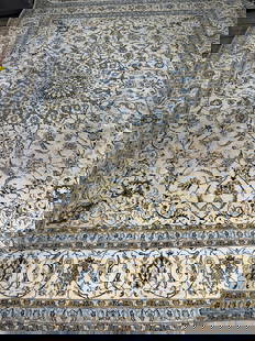 Hand Knotted Persian Nain Rug 9.5x13 ft: Title: Hand Knotted Persian Nain Rug 9.5x13 ft Description:Hand Knotted Persian Nain Rug 9.5x13 ft Size: 9.5x13ft Circa:1980 Origin:Iran Material:100 % Wool Reserve: $550.00 Shipping: Domestic: Flat-r