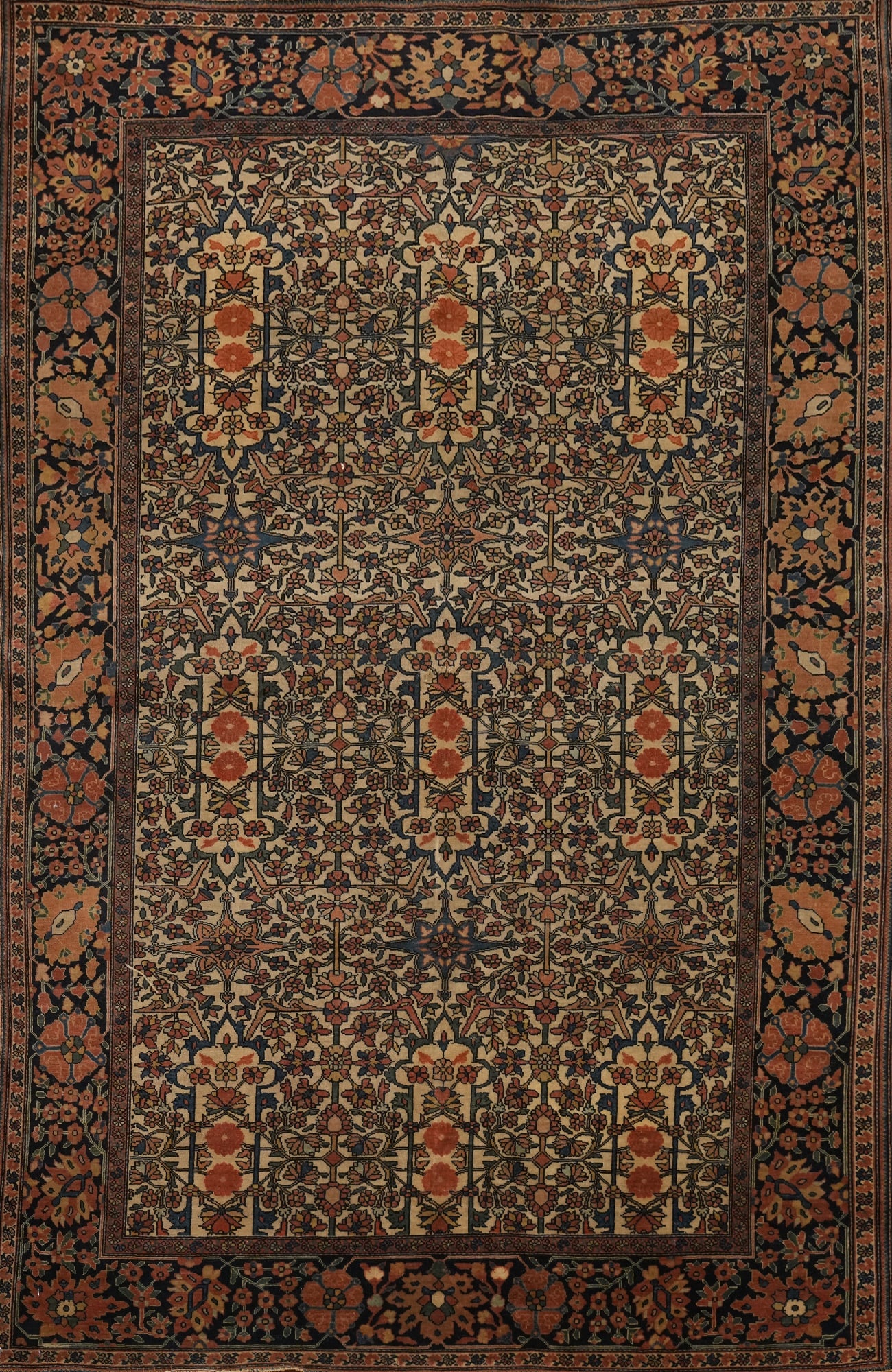Pre-1900 Vegetable Dye Sarouk Farahan Persian Rug 4x7: Title: Pre-1900 Vegetable Dye Sarouk Farahan Persian Rug 4x7 Description:A Beautiful Genuine Iran ( Persia ) Sarouk (Farahan) rug is Hand Knotted by skillful weavers in Iran ( Persia ) wi