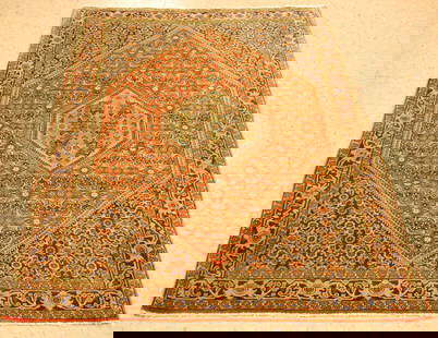 Persian BIJAR RUG 3'10" x 5'7": Title: Persian BIJAR RUG 3'10" x 5'7" Description:OLD,ANTIQUE HIGHLY DETAILED HIGH KPSI_KORK WOOL Persian BIJAR ORIENTAL RUG CLASSIC VILLAGE WOVEN......... Red and Royal Blue field................Kork